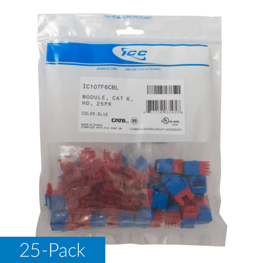 ICC Cat6 RJ45 Keystone Jack for HD Style, 400 Pack