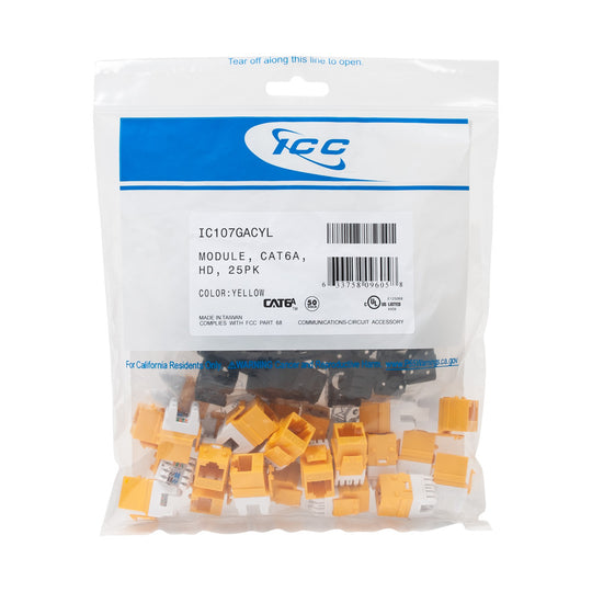 ICC Cat6A High Density Keystone Jack 25 Pack
