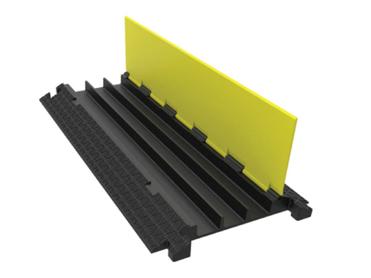 Kable Kontrol ATLAS Cable Protector Ramp - 2/3/5 Channels - Rubber - Black Base With Yellow Lid