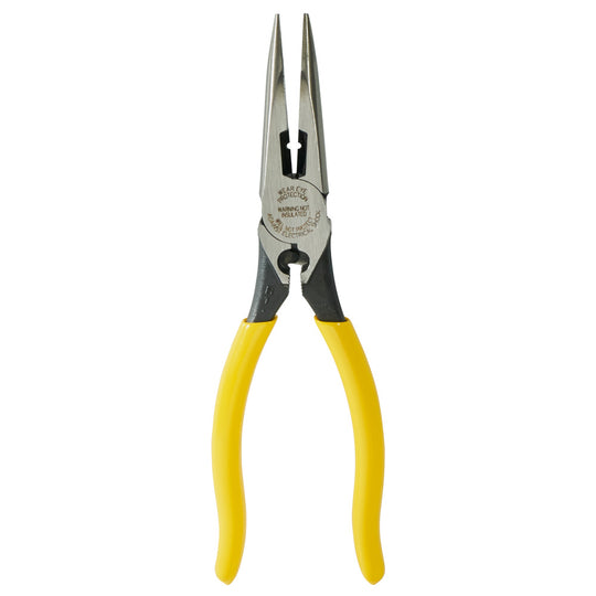 Klein Tools D203-8NCR Pliers, Long Nose Side Cutters, Strip/Crimp 8-Inch