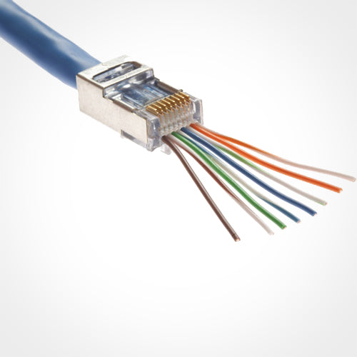 Vertical Cable Cat5E RJ45 Shielded Feed Through Plug 100 Pack