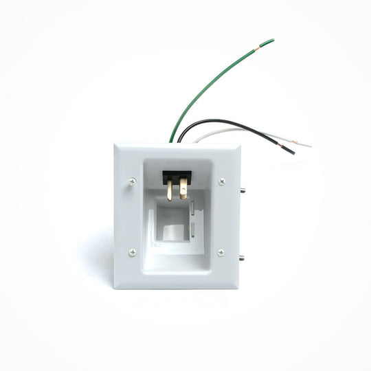 DataComm Recessed Pro-Power Kit w/ Duplex Receptacle and Straight Blade Inlet