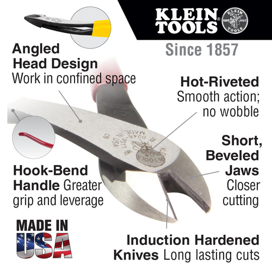 Klein Tools D248-9STT Diagonal Cutting Pliers, Rebar Work w/Tether Ring