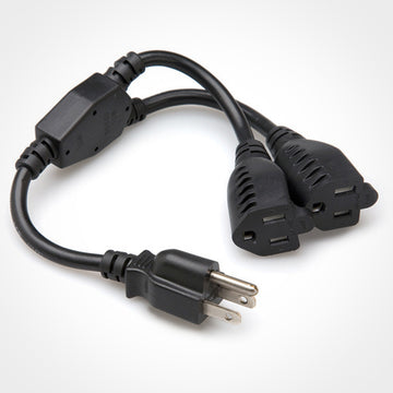 Hosa 1.5ft 14AWG x 3 OFC Power Extension Y Cable - Dual NEMA 5-15R to NEMA 5-15P