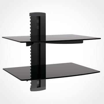 Aluminum, Tempered Glass Component Shelf Mount - 11x15 Inch Double Deck