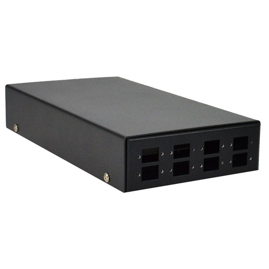 SCP 8 Port Unloaded Indoor Fiber Wall Box - Supports (8) 13mm Panel Mount Couplers (Not Included), Built-In Fiber Coiler