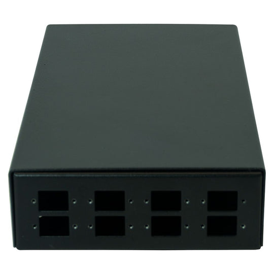 SCP 8 Port Unloaded Indoor Fiber Wall Box - Supports (8) 13mm Panel Mount Couplers (Not Included), Built-In Fiber Coiler