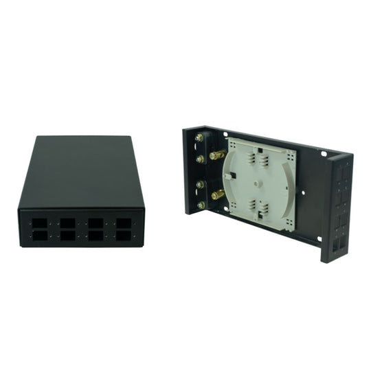SCP 8 Port Unloaded Indoor Fiber Wall Box - Supports (8) 13mm Panel Mount Couplers (Not Included), Built-In Fiber Coiler