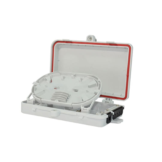 SCP FFTH Demarc Fiber Wall Box - Supports (6-8) 13mm Panel Mount Couplers (Not Included), Built-In Fiber Coiler, Weatherproof Indoor/Outdoor Rated, Wall/Pole Mountable