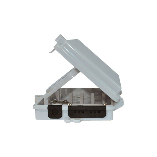 SCP FFTH Demarc Fiber Wall Box - Supports (6-8) 13mm Panel Mount Couplers (Not Included), Built-In Fiber Coiler, Weatherproof Indoor/Outdoor Rated, Wall/Pole Mountable