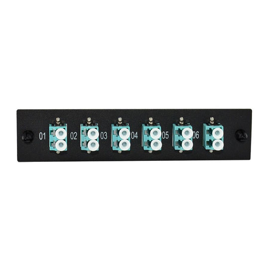 SCP LC Duplex Multimode Fiber LGX Adapter Plate - 10G OM3/OM4 Multimode Adapters (Aqua)