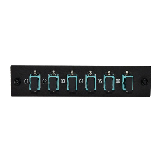 SCP 6 SC Simplex Multimode Fiber LGX Adapter Plate - 10G OM3/OM4 Multimode Adapters (Aqua)