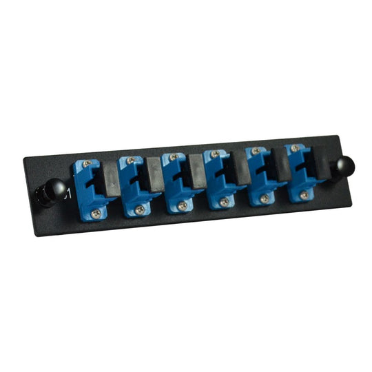 SCP 6 Simplex SC Single-Mode Fiber LGX Adapter Plate - Single-Mode OS2 9/125 (Blue)