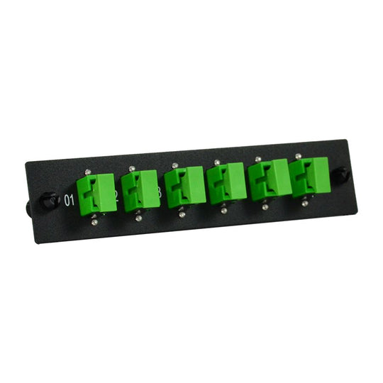 SCP 6 Simplex SC/APC Single-Mode Fiber LGX Adapter Plate - Single-Mode OS2 9/125 Adapters (Green)