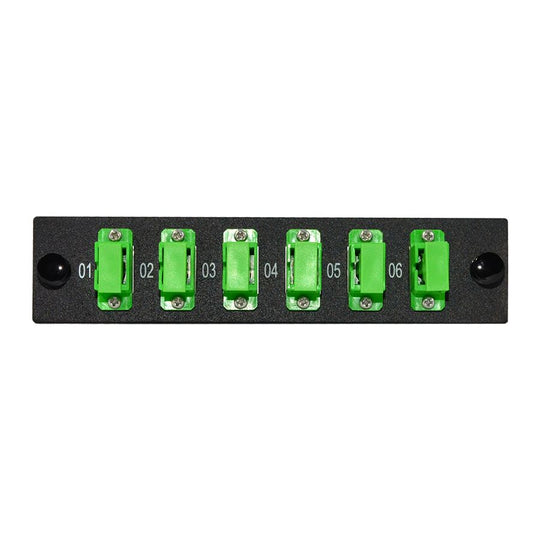 SCP 6 Simplex SC/APC Single-Mode Fiber LGX Adapter Plate - Single-Mode OS2 9/125 Adapters (Green)