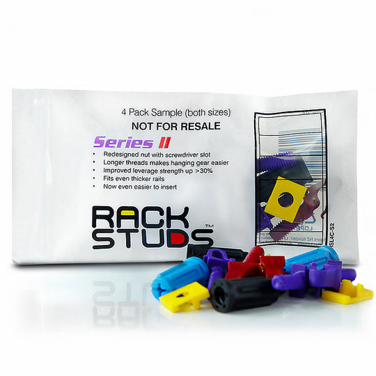 Rackstuds Rack Mount Solution Series II – No More Cage Nuts! The Easiest and Safest Server Rack Solution in 19" Racks with Square Punched Vertical Rails.