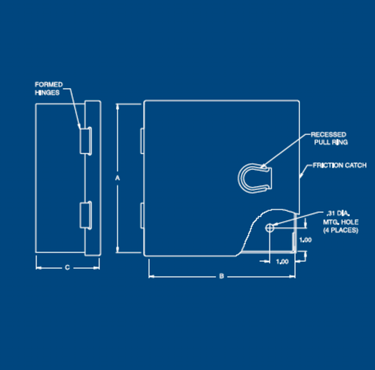 Austin AB-12124HCGK 12x12x4 Type 1 Hingecover Junction Box - With ko's, Painted ANSI 61 Gray