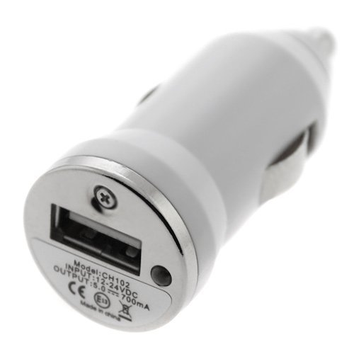 USB Car Charger, White