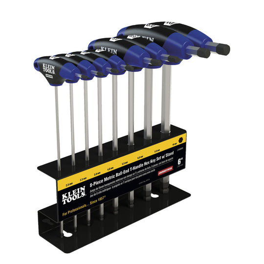 Klein Tools JTH68MB Hex Kit Set, Metric, Ball End T-Handle, 6-Inch with Stand, 8-Piece