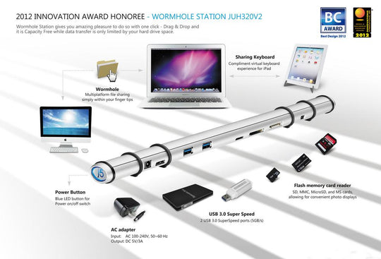 j5create JUH320v2 USB 3.0 Docking Station - Wormhole Station