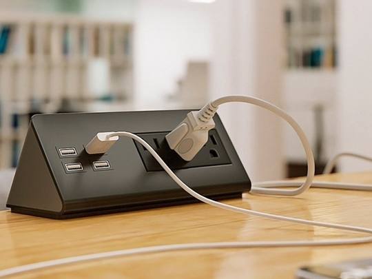 Kable Kontrol Desktop & Bedside Power Strip with 3 Power Outlets, 4 USB-A Ports - 4.9ft cord Black