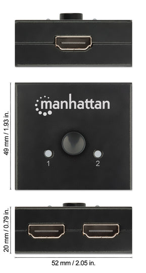 Manhattan 4K@60Hz Bi-Directional 2-Port HDMI Switch, 207850