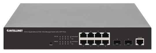 Intellinet 8-Port Gigabit Ethernet PoE+ Web-Managed Switch with 2 SFP Ports, 561167