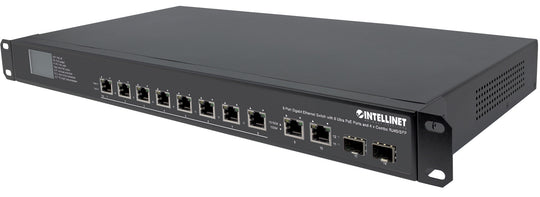 Intellinet 8-Port Gigabit Ethernet Ultra PoE Switch with 4 Uplink Ports and LCD Screen, 561327