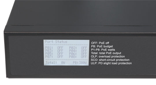 Intellinet 8-Port Gigabit Ethernet Ultra PoE Switch with 4 Uplink Ports and LCD Screen, 561327