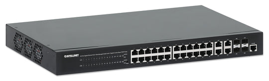 Intellinet 24-Port Gigabit Ethernet PoE+ Web-Managed Switch with 4 Gigabit Combo Base-T/SFP Ports, 561426
