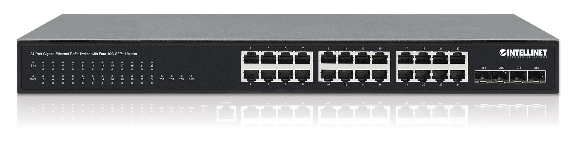 Intellinet Gigabit Ethernet PoE+ Switch 24-Port – FireFold