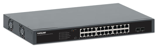 Intellinet 24-Port Gigabit Ethernet PoE+ Switch with 2 SFP Ports, 561907