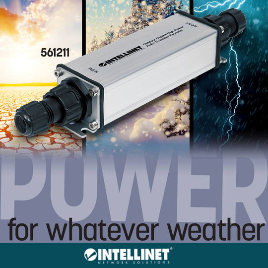Intellinet Outdoor Gigabit High-Power PoE+ Extender Repeater, 561211