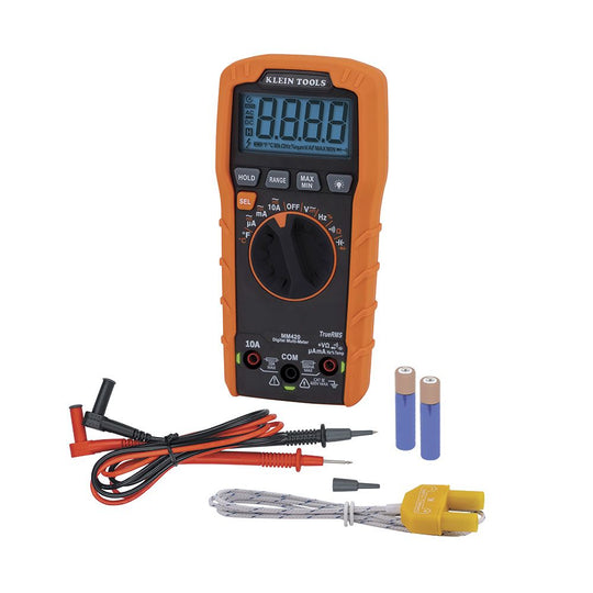 Klein Tools Digital Multimeter, TRMS Auto-Ranging, 600V, Temp, MM420