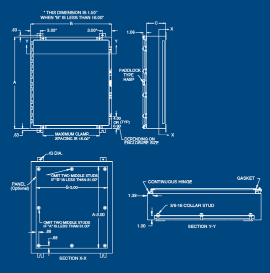 Austin AB-16166NF 16x16x6 Type 4 Single Door Enclosure - Painted ANSI 61 Gray