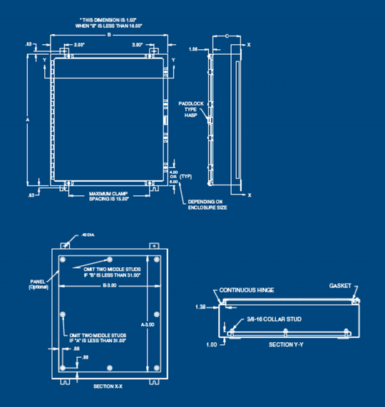 Austin AB-30248NFX 30x24x8 Type 4X Single Door Enclosure - 304 S.S.