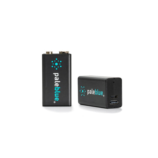 Pale Blue Lithium Ion USB Rechargeable 9V Batteries - 2 Pack