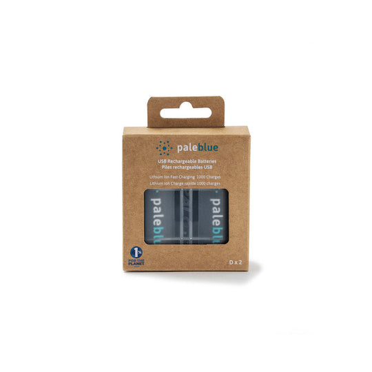 Pale Blue Lithium Ion USB Rechargeable D Batteries - 2 Pack