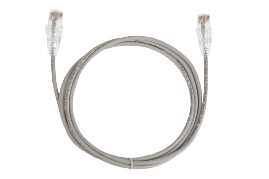 Cat6A Slim Ethernet Patch Cable - Snagless RJ45 Clear Boot, UTP, Bare Copper, 28 AWG - Gray