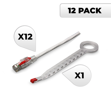 NTW Lockable Cat6 Patented Net-Lock Patch Cord, Snagless, 12 Pack - White