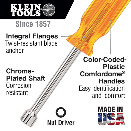 Klein Tools K7 Nut Driver Set, 3-Inch Shafts, 7-Piece