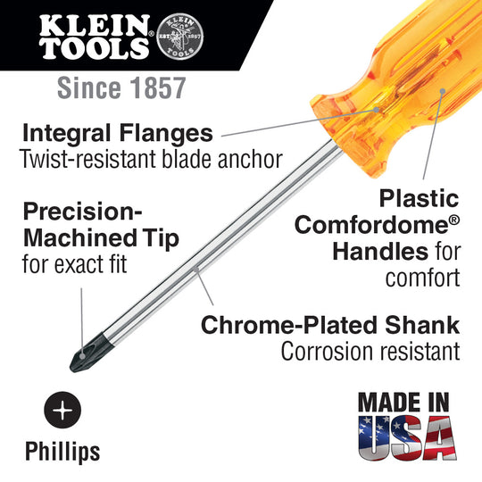 Klein Tools BD111 #1 Profilated Phillips Screwdriver, 3-Inch Shank