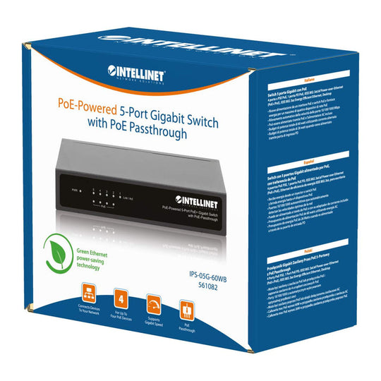 Intellinet PoE-Powered 5-Port Gigabit Switch with PoE-Passthrough, 561082