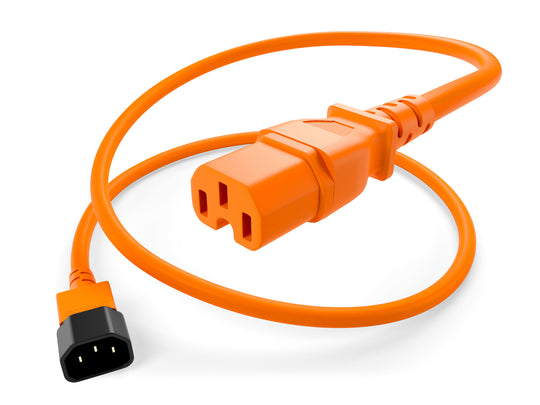 Unirise Server/Switch/PDU Power Cord, C14-C15, 14AWG, 15amp, 250V, SJT Jacket - Orange