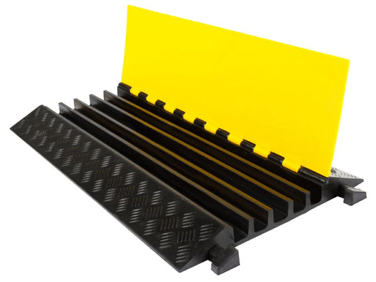 Kable Kontrol ATLAS Heavy Duty Cable Protector Ramp - 1/2/3/5 Channel - Rubber - Black Base / Yellow Lid