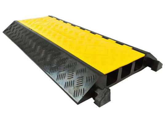 Kable Kontrol ATLAS Heavy Duty Cable Protector Ramp - 1/2/3/5 Channel - Rubber - Black Base / Yellow Lid