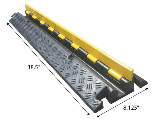 Kable Kontrol ATLAS Heavy Duty Cable Protector Ramp - 1/2/3/5 Channel - Rubber - Black Base / Yellow Lid
