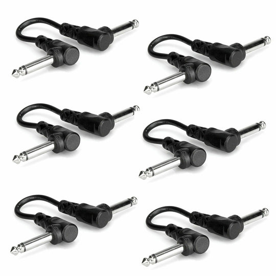 6in Hosa Guitar Patch Cable - Molded Right Angle to Same, 6 Pack