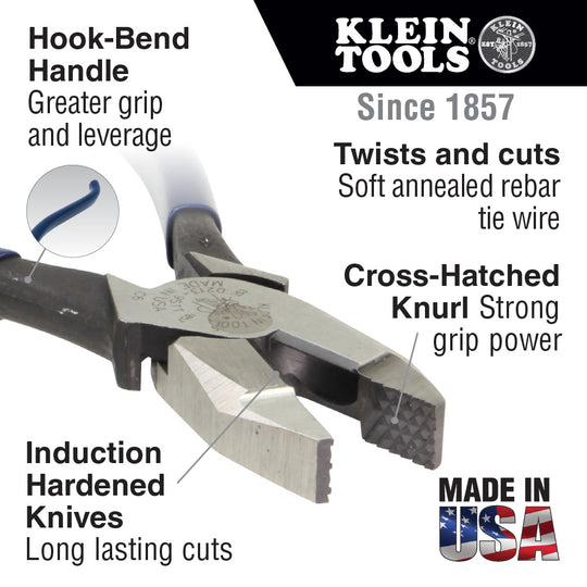 Klein Tools D213-9STT Ironworker's Pliers with Tether Ring,