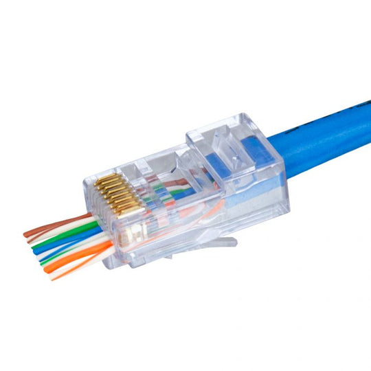 SCP Simply45 RJ45 Pass Through Modular Plugs For 24Awg (Up To 1.05mm) Cat5E And Hncpro UTP Cables, Ul94 V0 For CMP To Cm, LSZH-B2Ca To Eca - 100 Pieces